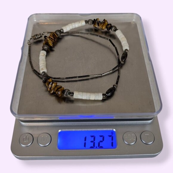 V. Shell & Tiger's Eye Beaded Necklace - Picture 5 of 5